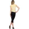Forever 21 Womens V Neck Top with Self Fringe and Tie(Yellow)