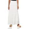 Forever 21 Womens Tiered Maxi Skirt with Lace Inserts(Ivory)