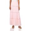 Forever 21 Womens Tiered Maxi Skirt with Lace Inserts(Pink)