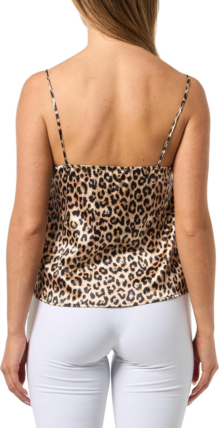 image:imageForever 21 Womens Satin Cami with Lace TrimLeopard