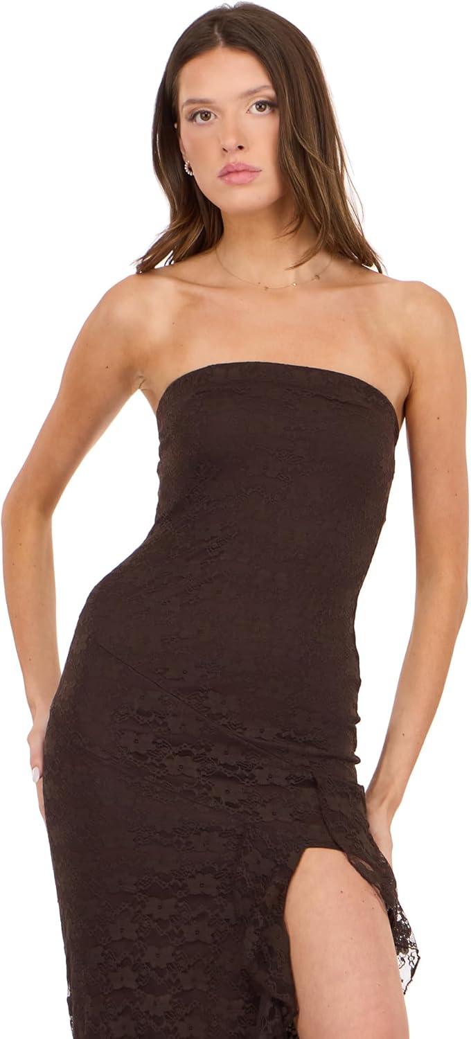 image:imageForever 21 Womens Strapless Lace Maxi DressBrown