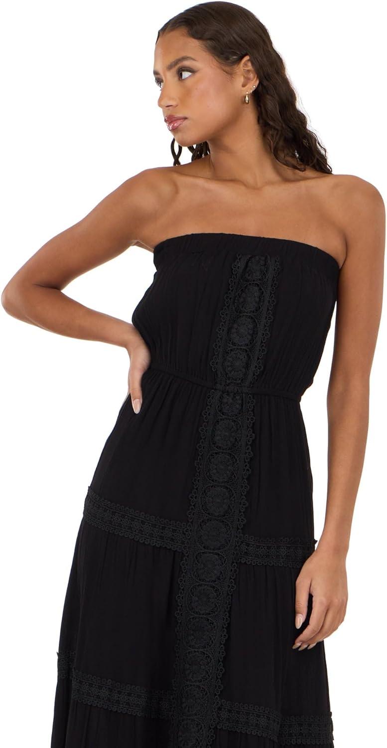 image:imageForever 21 Womens Tube Maxi Dress with Crochet InsertsBlack