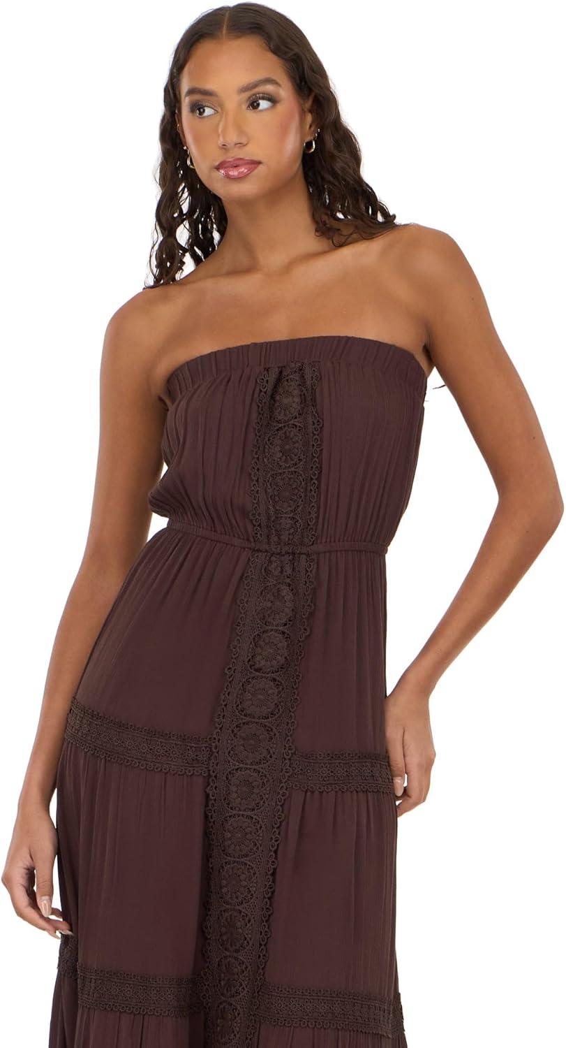 image:imageForever 21 Womens Tube Maxi Dress with Crochet InsertsBrown