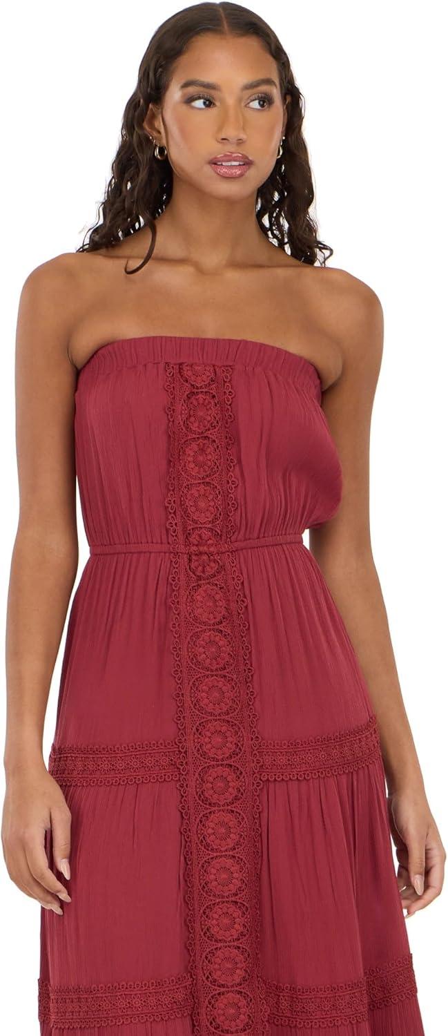 image:imageForever 21 Womens Tube Maxi Dress with Crochet InsertsBurgundy