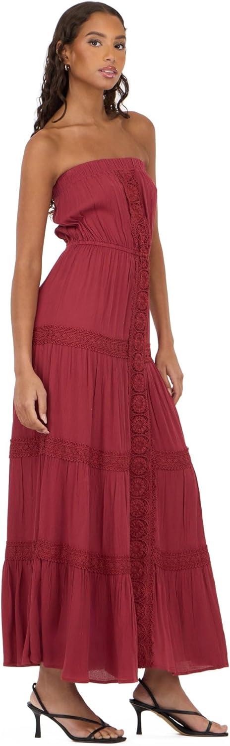 image:imageForever 21 Womens Tube Maxi Dress with Crochet InsertsBurgundy