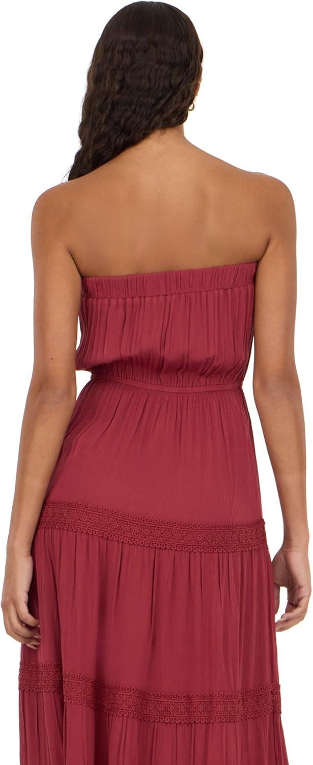 image:imageForever 21 Womens Tube Maxi Dress with Crochet InsertsBurgundy
