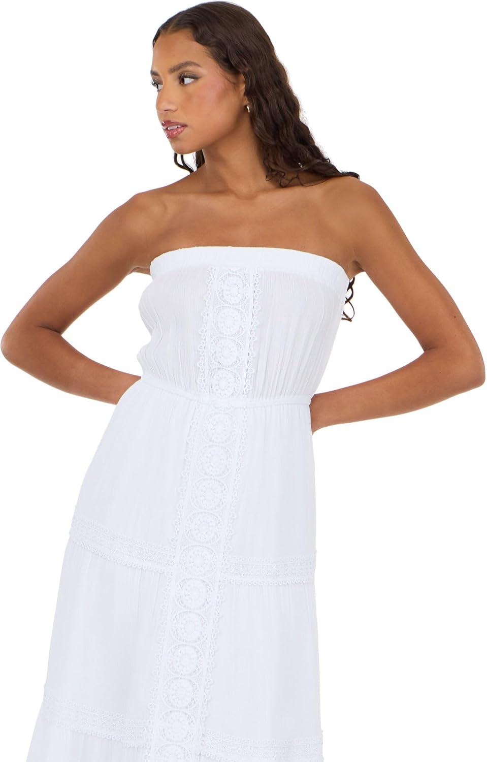 image:imageForever 21 Womens Tube Maxi Dress with Crochet InsertsIvory