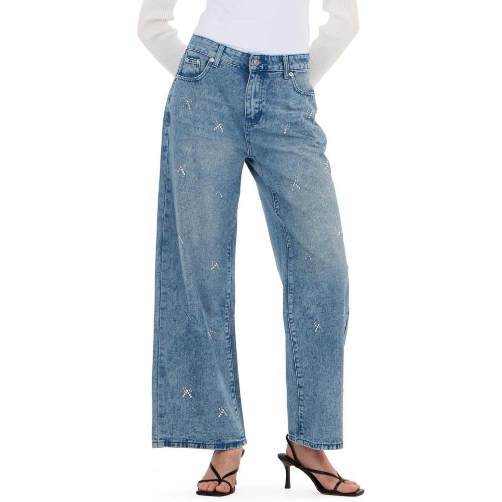 image:imageForever 21 Womens Denim with Rhinestone Bows and StudsBlue