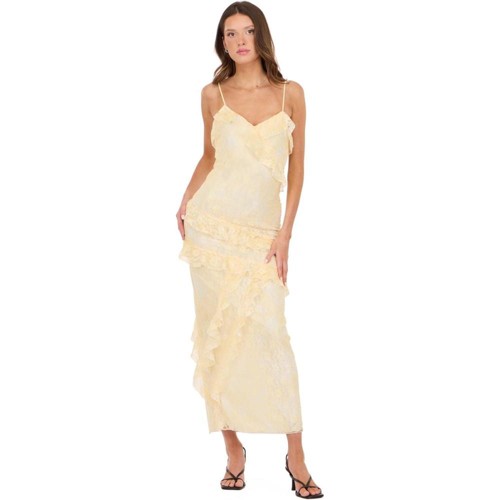 image:imageForever 21 Womens Maxi Dress with AOP and RufflesYellow