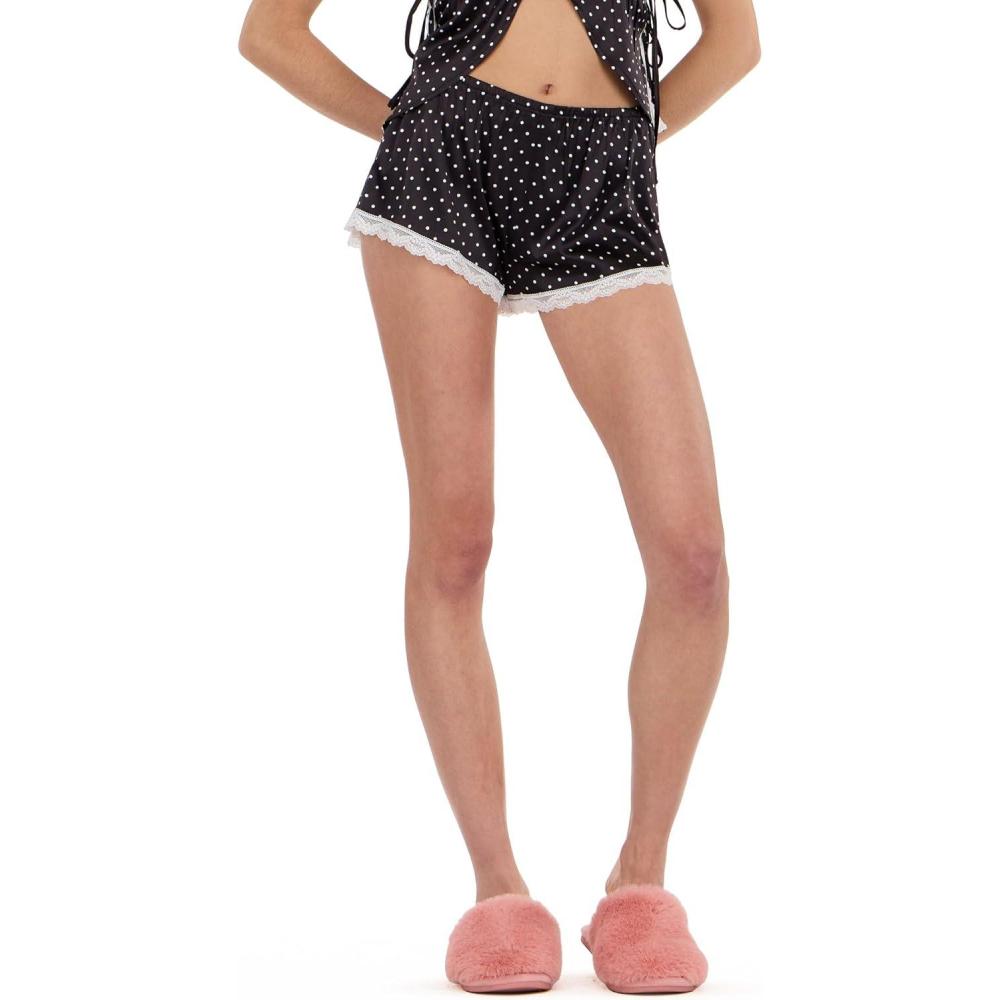 image:imageForever 21 Womens Shorts Set with Lace TrimBlack