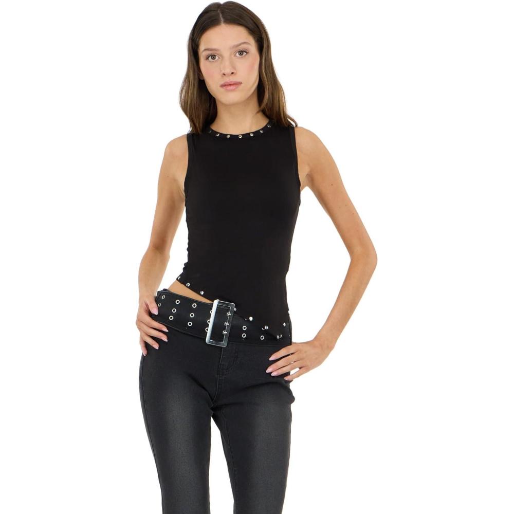 image:imageForever 21 Womens Stud Tank with Asymmetrical HemBlack