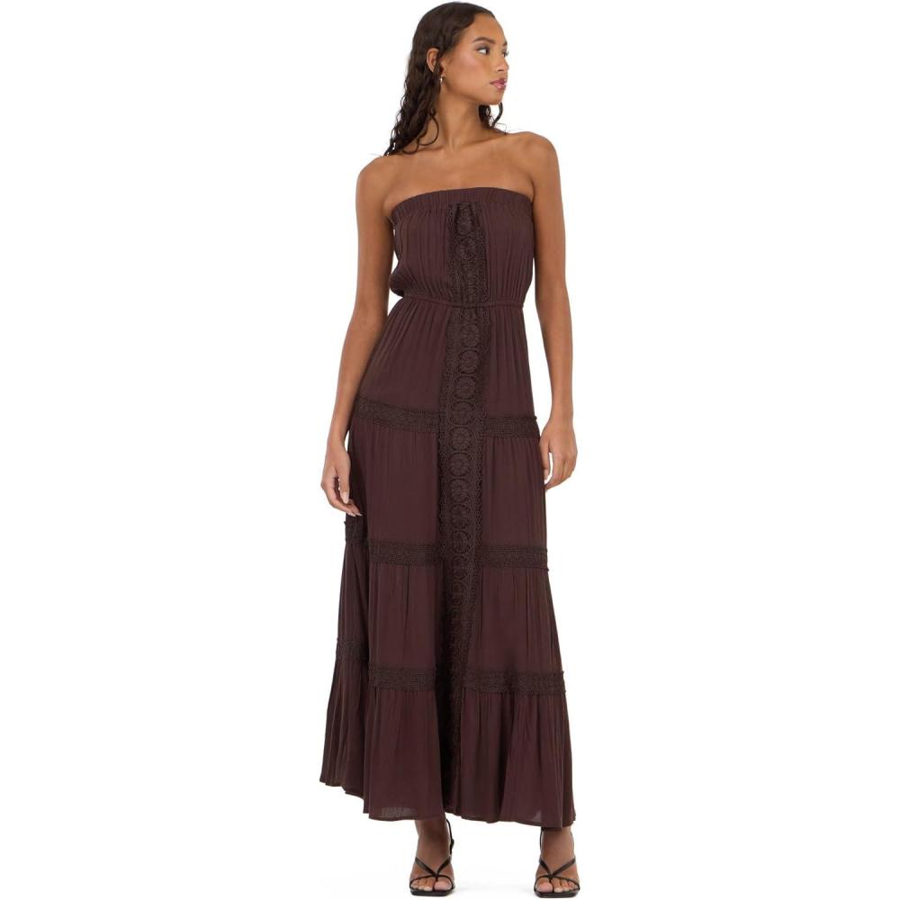image:imageForever 21 Womens Tube Maxi Dress with Crochet InsertsBrown