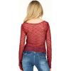 Forever 21 Long Sleeve lace Asymmetric Hem Flyaway top(Burgundy)
