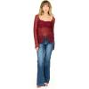 Forever 21 Long Sleeve lace Asymmetric Hem Flyaway top(Burgundy)