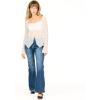 Forever 21 Long Sleeve lace Asymmetric Hem Flyaway top(Ivory)