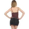 Forever 21 Womens Beaded V Neck Top with Lace Trim(Brown)