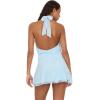 Forever 21 Women’s Halter Neck Mini Lace Dress(Blue)