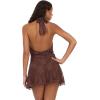 Forever 21 Women’s Halter Neck Mini Lace Dress(Brown)
