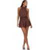Forever 21 Women’s Halter Neck Mini Lace Dress(Brown)
