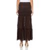 Forever 21 Women’s Lace Maxi Skirt with Tiered Hem(Brown)