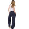 Forever 21 Women’s Nylon Wide Leg Pants with Lace Trim Side Detail(Navy)