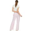 Forever 21 Women’s Nylon Wide Leg Pants with Lace Trim Side Detail(Pink)