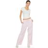 Forever 21 Women’s Nylon Wide Leg Pants with Lace Trim Side Detail(Pink)