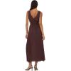 Forever 21 Women’s Sleeveless Plunging V-Neck Maxi Dress with 2 Elastic Cutouts at the Side and Side Slit, Brown, XS