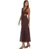 Forever 21 Women’s Sleeveless Plunging V-Neck Maxi Dress with 2 Elastic Cutouts at the Side and Side Slit, Brown, XS