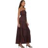 Forever 21 Women’s Tube Maxi Dress with Crochet Inserts(Brown)