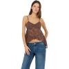 Forever 21 Women’s Asymmetric Hem Lace Cami with Built-in Bra(Brown)
