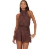 Forever 21 Women’s Halter Neck Mini Lace Dress(Brown)