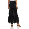 Forever 21 Women’s Lace Maxi Skirt with Tiered Hem(Black)
