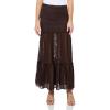 Forever 21 Women’s Lace Maxi Skirt with Tiered Hem(Brown)
