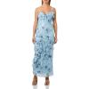 Forever 21 Women’s Maxi Dress with AOP and Ruffles(Blue)