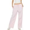 Forever 21 Women’s Nylon Wide Leg Pants with Lace Trim Side Detail(Pink)