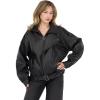 Forever 21 Women’s Oversized Pu Jacket With Belted Waist(Black)