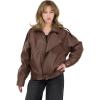 Forever 21 Women’s Oversized Pu Jacket With Belted Waist(Brown)