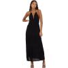 Forever 21 Women’s Plunging V-Neck Maxi Dress with Smocked Waistband, Black, XS