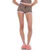 Forever 21 Women’s Yummy Rib Shorts with Lace Trim and Drawstring(Leopard)