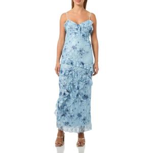 Forever 21 Women’s Maxi Dress with AOP and Ruffles(Blue)