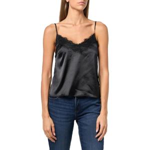 Forever 21 Women’s Satin Cami with Lace Trim(Black)