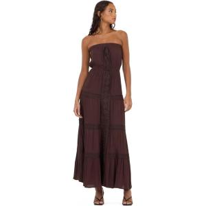 Forever 21 Women’s Tube Maxi Dress with Crochet Inserts(Brown)