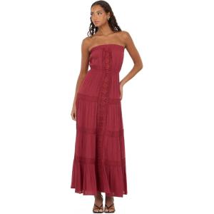 Forever 21 Women’s Tube Maxi Dress with Crochet Inserts(Burgundy)