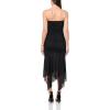 Forever 21 Women’s Strapless Ruched Bodice Drop Waist Mesh Maxi Dress with Asymmetric Hem(Black)