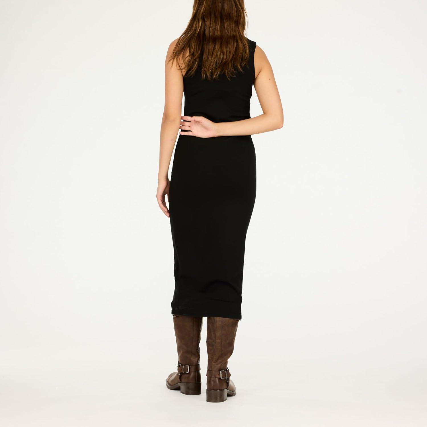 image:imageForever 21 Womens Sleeveless Midi Dress Mock Neck FormFitting StretchBlack