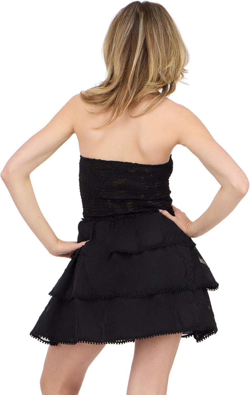 image:imageForever 21 Womens Strapless Frill Mini Dress ShirredBlack