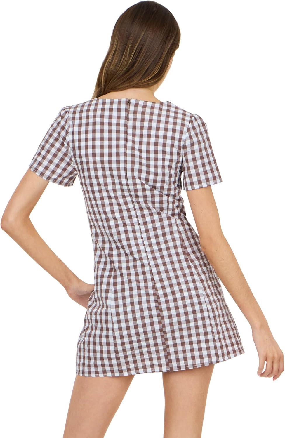 image:imageForever 21 Womens VNeck Plaid Dress with Front PlacketBrown