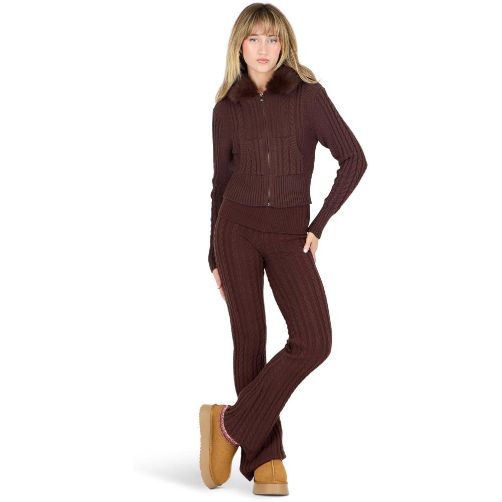 image:imageForever 21 Womens Cable Knit Hoodie amp Flare SetBrown