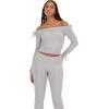 Forever 21 Women’s Bow Detail Top & Pant Set(Heather Grey)